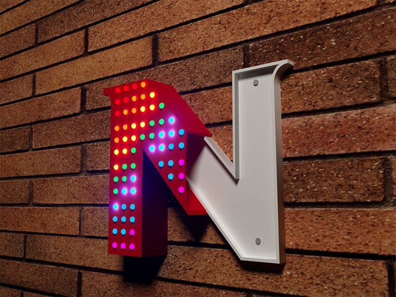 Буква с RGB модулями